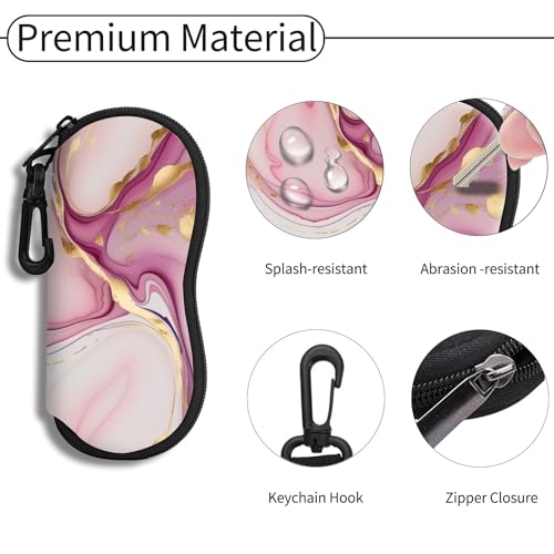 Hion Sunglasses Soft Case Ultra Light Neoprene Zipper Eyeglass Case With Belt Clip - color: 2b-marble Pink