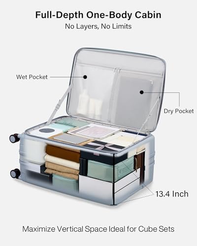 Hanke Expandable Large Checked Luggage, 28 Inch Top Opening Suitcase - color: Grey, size: 28 Inch EXT