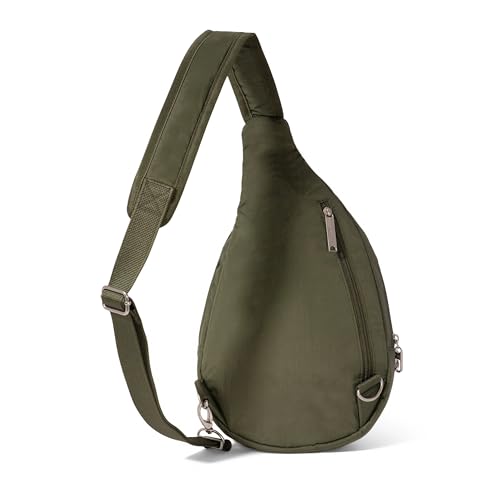 Baggallini Securtex® Anti-Theft Multi Zip Sling - Lightweight 8.6"x15.2" Travel Bag with Locking Zippers & RFID Protection - color: Thyme