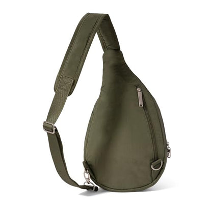 Baggallini Securtex® Anti-Theft Multi Zip Sling - Lightweight 8.6"x15.2" Travel Bag with Locking Zippers & RFID Protection - color: Thyme