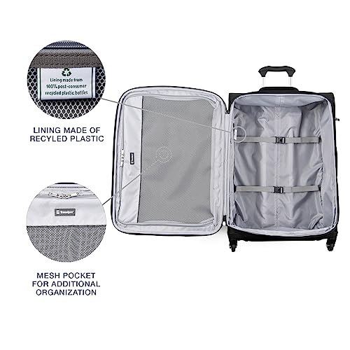 Travelpro Maxlite 5 Softside Checked Luggage Spinner, Black, 25-Inch | Medium Checked Suitcase, Expandable With 4 Wheels, Lightweight & Versatile Travel Design, Men & Women - color: Black, size: Checked-Medium 25-Inch