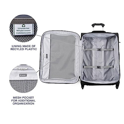 Travelpro Maxlite 5 Softside Checked Luggage Spinner, Black, 25-Inch | Medium Checked Suitcase, Expandable With 4 Wheels, Lightweight & Versatile Travel Design, Men & Women - color: Black, size: Checked-Medium 25-Inch