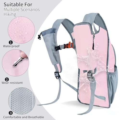 Small Hiking Backpack Packable Lightweight for Women Men - color: Pink, size: 15L