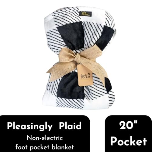 PediPocket Original Patented 50"x70" Pleasingly Plaid Plush Fleece Blanket - color: Pleasingly Plaid