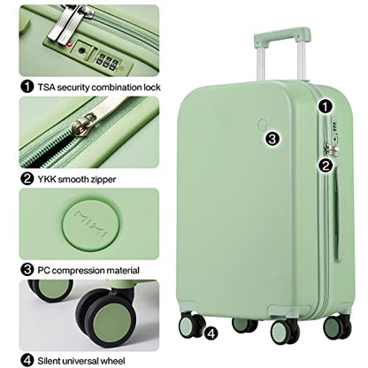 mixi Luggage Suitcase with Spinner Wheels, Hardside Rolling Suitcase PC with Cover & TSA Lock Lightweight Travel Case 26in Checked in, Avocado Green - color: Avocado Green, size: 26 Inch
