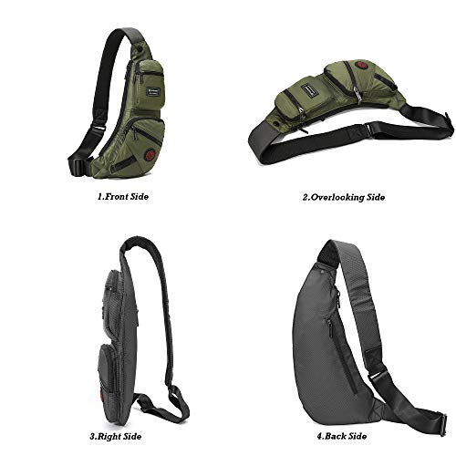 NICGID Sling Bag Chest Shoulder Backpack Crossbody Daypack for Men Women - color: Army Green-1