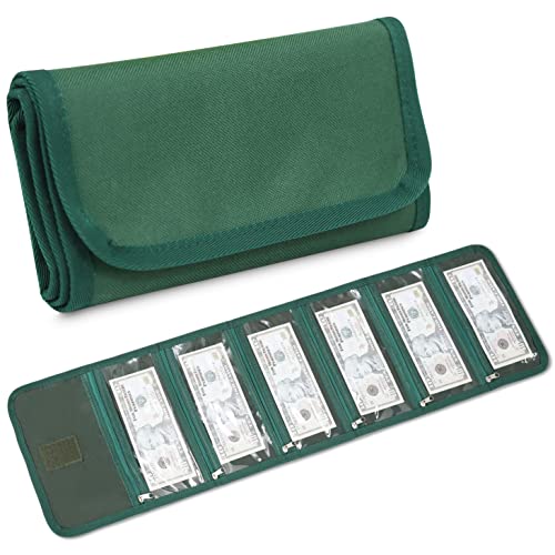 Money Organizer with Zipper,Cash Envelopes Budget Binder - color: Green