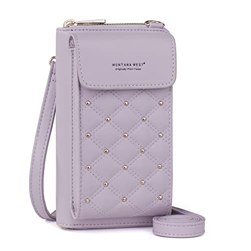 Montana West Crossbody Cell Phone Purse for Women RFID Blocking Cellphone Wallet | Multiple Card Slots, Quilted Phone Bag, Fits Phones Up to 6.9" with Case, Lightweight Everyday Carry, Work to Weekend - color: Purple