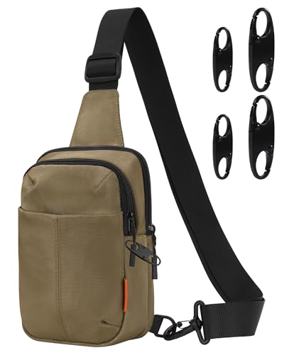 Peicees Sling Bag for Men Small Crossbody Bag Anti Theft Travel Pack - color: Light Khaki