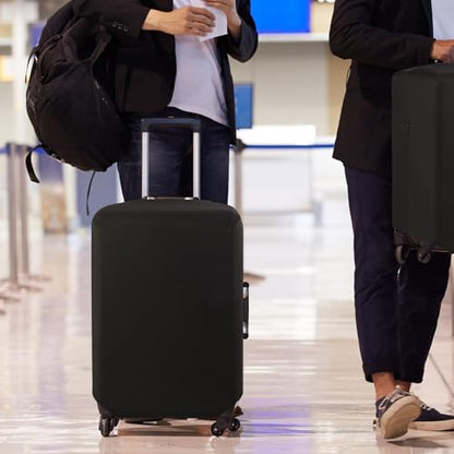 HYPER VENTURE Suitcase Cover Set 2 Pieces Fits 23-30 Inch Luggage, M/L | Washable Elastic spandex Fabric, Anti-scratch & Dustproof, Carry on Cover Tsa Approved, Black-2pcs - size: M&L