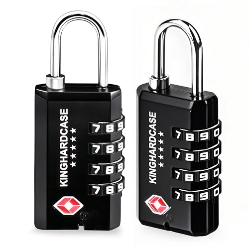 Kinghardcase 2 Pack TSA Approved Gun Locks, 4 Digit Combination Locks for Gun Case, Ammo Box, Rifle Bag, Luggage, Durable Resettable Locks with Locking Hook, Zinc Alloy, Travel Security - style: 2 Short Locks