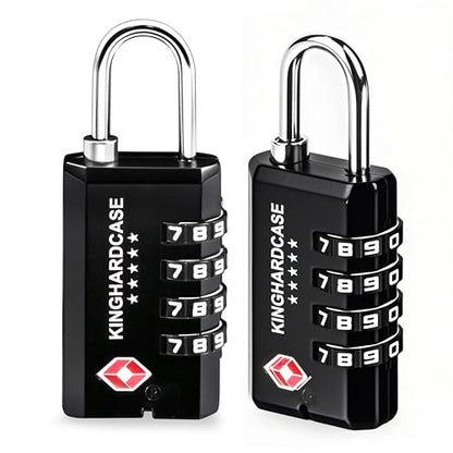Kinghardcase 2 Pack TSA Approved Gun Locks, 4 Digit Combination Locks for Gun Case, Ammo Box, Rifle Bag, Luggage, Durable Resettable Locks with Locking Hook, Zinc Alloy, Travel Security - style: 2 Short Locks