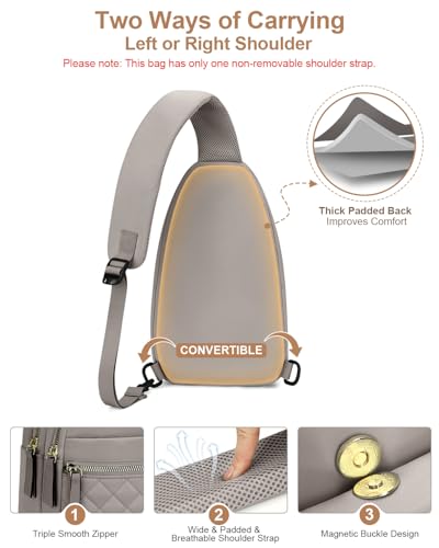 Capolo Crossbody Bags for Women Waterproof Sling Shoulder Bag Fanny Pack - color: Grey, size: Medium