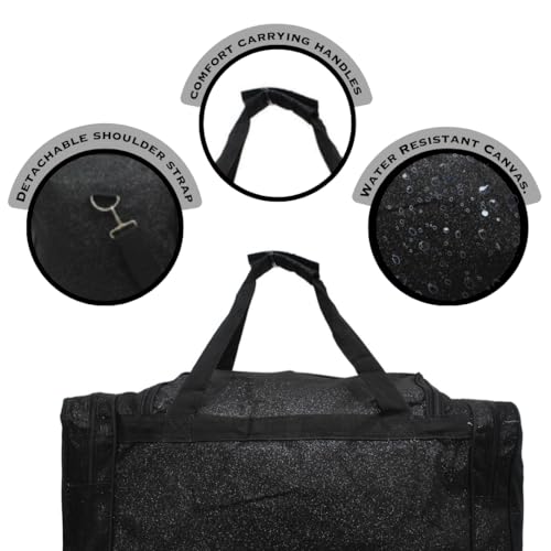 NGIL Canvas 23" inch Duffle Bag (Black Glitter) - color: Black Glitter