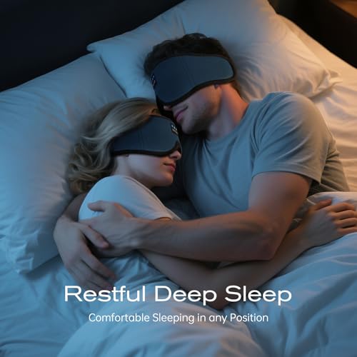 Sleep Mask with Bluetooth Headphones, Sleeping Headphones for Side Sleepers, Wireless Music Eye Mask with Ultra-Thin Stereo Speakers for Men, Women, Tech Gifts, Deep Blue - color: Deep Blue