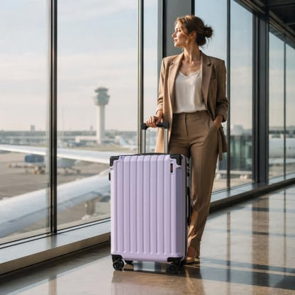 Eeeza Luggage Sets 5 Piece,Lightweight Durable Hardshell,20/24/28 Inch - color: Purple