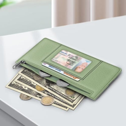 FINTIE Slim Credit Card Wallet Holder Change Pouch - color: Sage Green