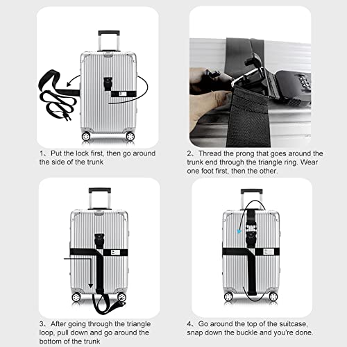 Veki Cross Luggage Straps Set TSA Approved with Lock, Black, 1pcs - color: Black, size: 1pcs