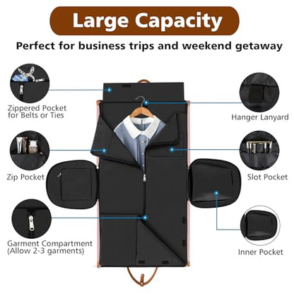 Convertible 2-in-1 Garment Bags for Travel with Waterproof Shoe Compartment - color: 5-Pink