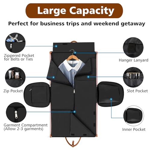 Convertible 2-in-1 Garment Bags for Travel with Waterproof Shoe Compartment - color: Pink