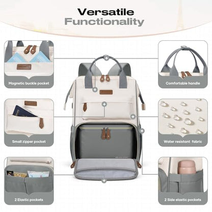 Maelstrom 15.6-17.3" Laptop Backpack with Lunch Box, Work Bag for Women Men - color: Gray-beige