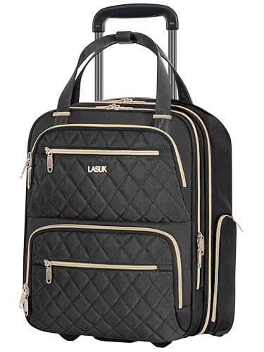 Underseat Carry On Luggage with Wheels, Black, 17" - color: Black