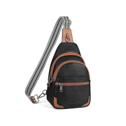 HomemeDiary Anti Theft Sling Bag for Women, RFID PU Leather Crossbody Purse - color: Black & Brown