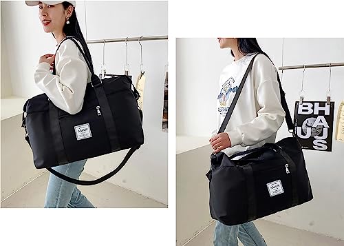 NWLR Travel Duffle Bag Weekender Overnight Carry on Bag for Women - color: Black