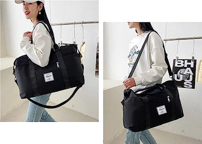 NWLR Travel Duffle Bag Weekender Overnight Carry on Bag for Women - color: Black