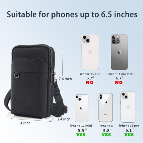 Travel Cell Phone Pouch Belt Pouch, Phone Holster Crossbody Bag with Shoulder Strap for iPhone Case Holder for Hand with Neck Lanyard Smartphone Walking Passport Wallet (Dark Grey A) - color: Dark Grey A