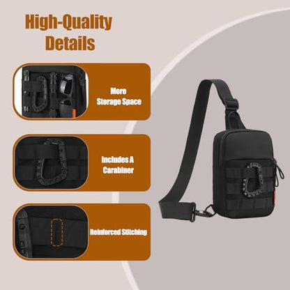 Peicees Small Sling Bag for Men Women Mini Tactical Crossbody Pack - color: Dark Blue
