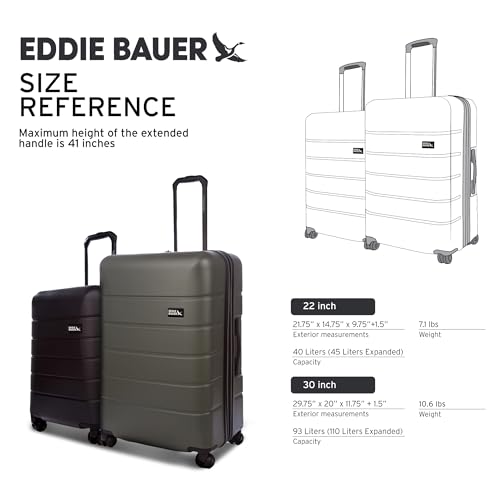 Eddie Bauer Glacier Hardside Spinner Durable PC/ABS Construction 2-Piece Set Suitcase Luggage, Sprig - color: Sprig, size: 2-Piece Luggage Set