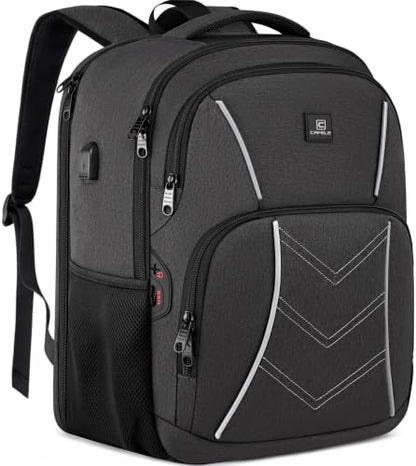 CAFELE TSA Friendly Flight Approved Business Backpack, Water-resistant Lightweight School Rucksack, Durable Large Weekender Bag Daypack (Grey, 17.3 Inch)