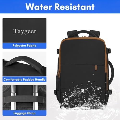 Taygeer Carry On Backpack for Men Women, Laptop Bag 17.3" Flight Approved - color: Blackkhaki, size: X-Large