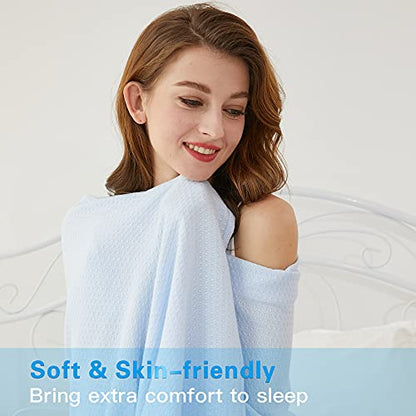 AmyHomie Cooling Blanket King Size 90"x108", 100% Rayon Derived from Bamboo - color: Blue, size: King (108"x90")