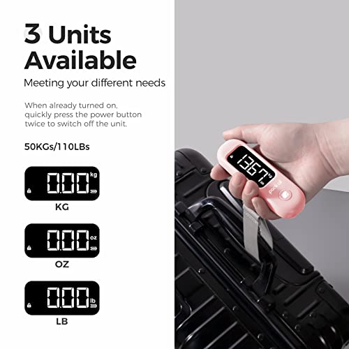 pack all Digital Luggage Scale for Travel, 110Lbs Capacity, 0.1Lb Precision - color: Pink