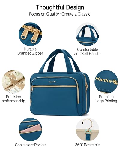 Hanke Hanging Travel Toiletry Bag for Women Portable Makeup Bag - color: Navy Blue