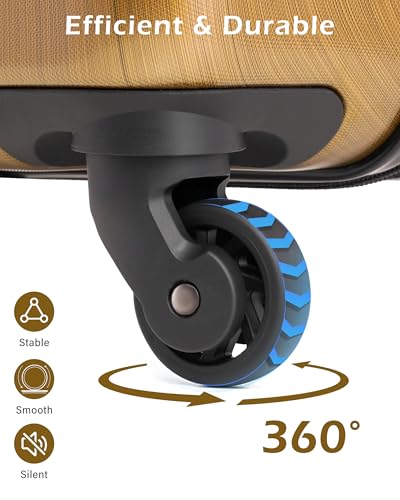 Coolife Carry On Luggage 22x14x9 Airline Approved Hardside PC+ABS Suitcase with TSA Lock, Lightweight Rolling Travel Luggage with Spinner Wheels(Black Brown, 20in) - color: Black brown, size: Carry On(20in)