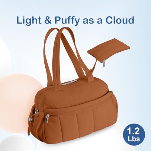 TOPDesign Travel Duffel Bag, Puffy Carry On Overnight, Gym Bag w/Wet Pocket - color: Brown