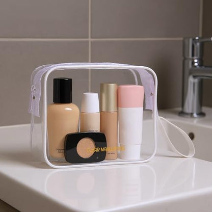 Icramsy Clear Makeup Bag,2 Pack TSA Approved Toiletry Bag for Women & Men - color: White