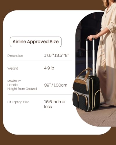 Arcoyard Underseat Carry On Luggage with Wheels, 17.3" Personal Item Bag - color: Grey Brown