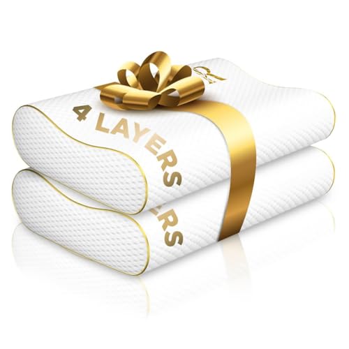 Memory Foam Pillow (2-Pack Extra King - 31 x 14 x 6.5) 4-Layer King, Contour, Side Sleeper Orthopedic, Neck Support Pillow, Neck Pain, Side Sleepers - size: Extra King - 31 x 14 x 6.5" (2-Pack)