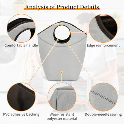 Small Laundry Basket, 18x17x9.5 Waterproof Laundry Hamper - color: Gray, size: 17"L x 9.5"W x 18"H