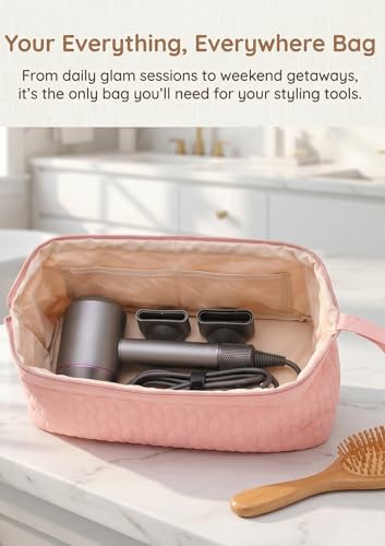 TeeYee Hair Tools 다이슨 에어랩 퀼트 세면도구 가방용 여행 가방 - color: 002핑크