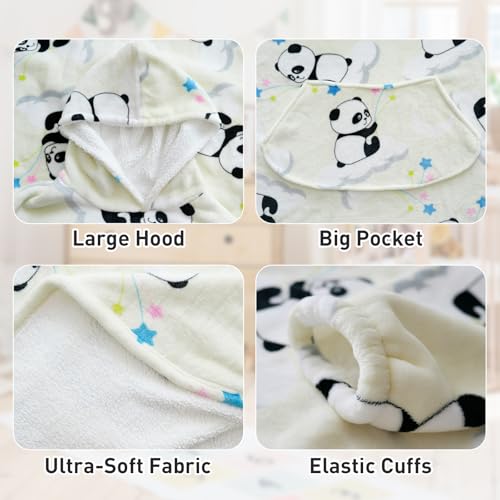 Moinlizy Oversized Wearable Blanket Hoodie for Women Men - color: White Panda
