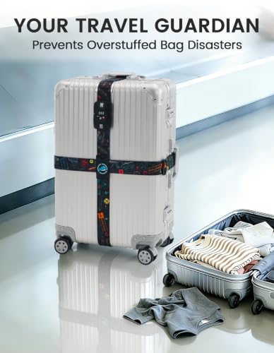 Travelkin Luggage Straps TSA Approved, Suitcase Straps with TSA Lock - color: World Marks-Colorful