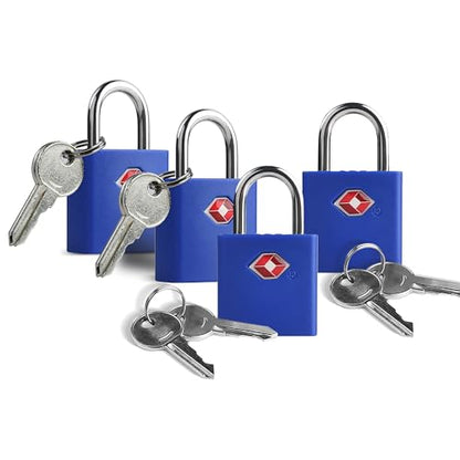 Keyed TSA Locks for Luggage, Suitcase, Backpack, 4 Pack, Blue - color: Blue