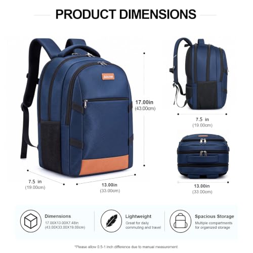 Amovee Laptop Backpack,Work Computer Bag, Airline Approved Carry-On Bookbag - color: Navy Blue