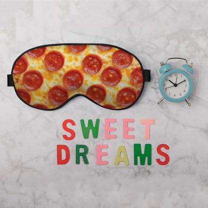 Silk Cheese Pizza Sleep Mask with Adjustable Strap for Travel, Office, Gift - color: Cheese Pizza