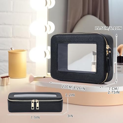 Pinkmik Travel Clear Makeup Bag (Black, M+SLIM) - color: B1/Black, size: M+SLIM